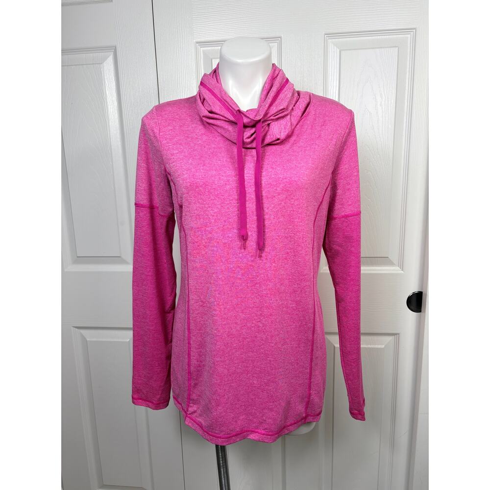 Danskin Now Fitted Dri-More Funnel Neck Pink Active Pullover Top Women's Sz L